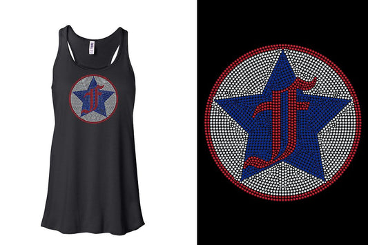 Rhinestones Freedom Athletics F logo - stones Youth Flowy Racerback Tank