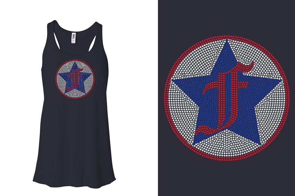 Rhinestones Freedom Athletics F logo - stones Youth Flowy Racerback Tank