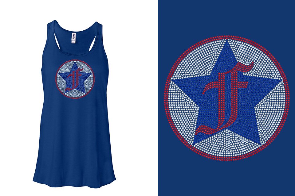 Rhinestones Freedom Athletics F logo - stones Youth Flowy Racerback Tank
