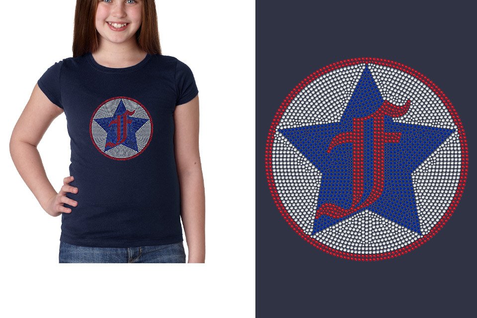 Rhinestones Freedom Athletics F logo - stones Girls' Princess T-Shirt