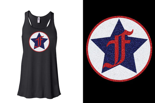 Freedom Athletics F logo - glitter Youth Flowy Racerback Tank