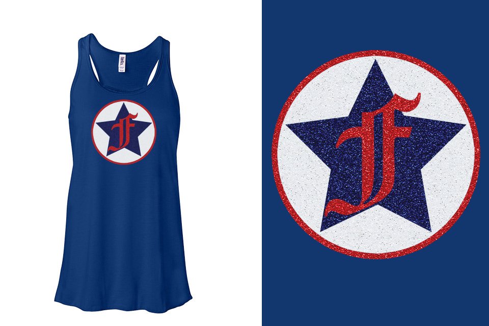 Freedom Athletics F logo - glitter Youth Flowy Racerback Tank