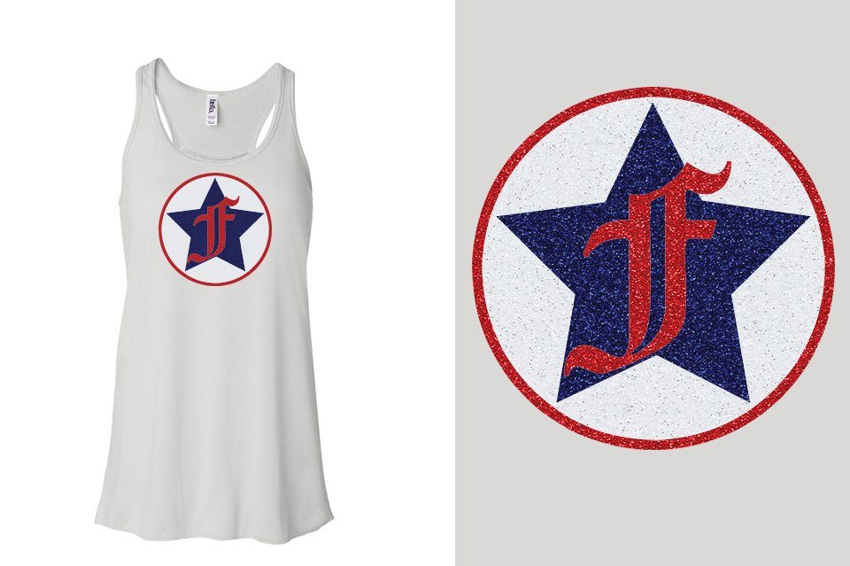 Freedom Athletics F logo - glitter Youth Flowy Racerback Tank