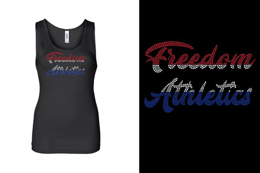 Rhinestones Freedom Athletics 2 lines red white blue stones Youth Tank