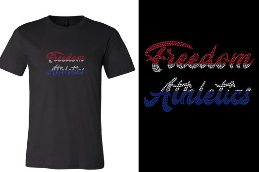 Rhinestones Freedom Athletics 2 lines red white blue stones Unisex t-shirt