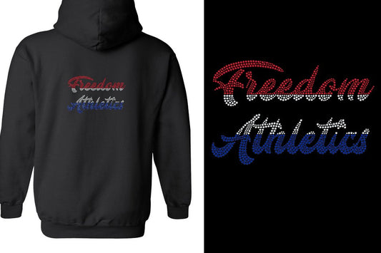 Rhinestones Freedom Athletics 2 lines red white blue stones Unisex Zip Hoodie